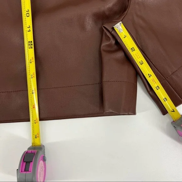 STAUD Clark Faux Vegan Leather Shorts SZ XS Bark Brown - Picture 9 of 13